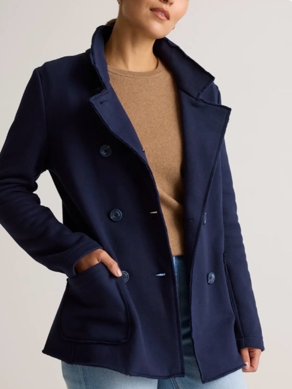 Quince Navy French Terry Peacoat
